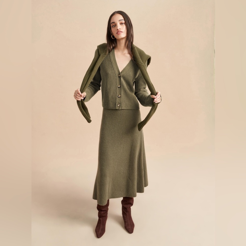 La Ligne Mini Toujours Cardigan, Size M, Khaki Green